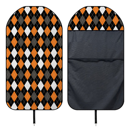 Orange Black Grey And White Argyle Print Waterproof Car Seat Cover