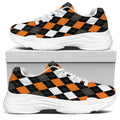 Orange Black Grey And White Argyle Print White Chunky Shoes