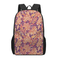 Orange Bohemian Floral Pattern Print 17 Inch Backpack