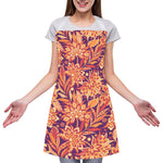 Orange Bohemian Floral Pattern Print Adjustable Apron