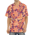 Orange Bohemian Floral Pattern Print Aloha Shirt