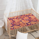 Orange Bohemian Floral Pattern Print Baby Crib Sheet