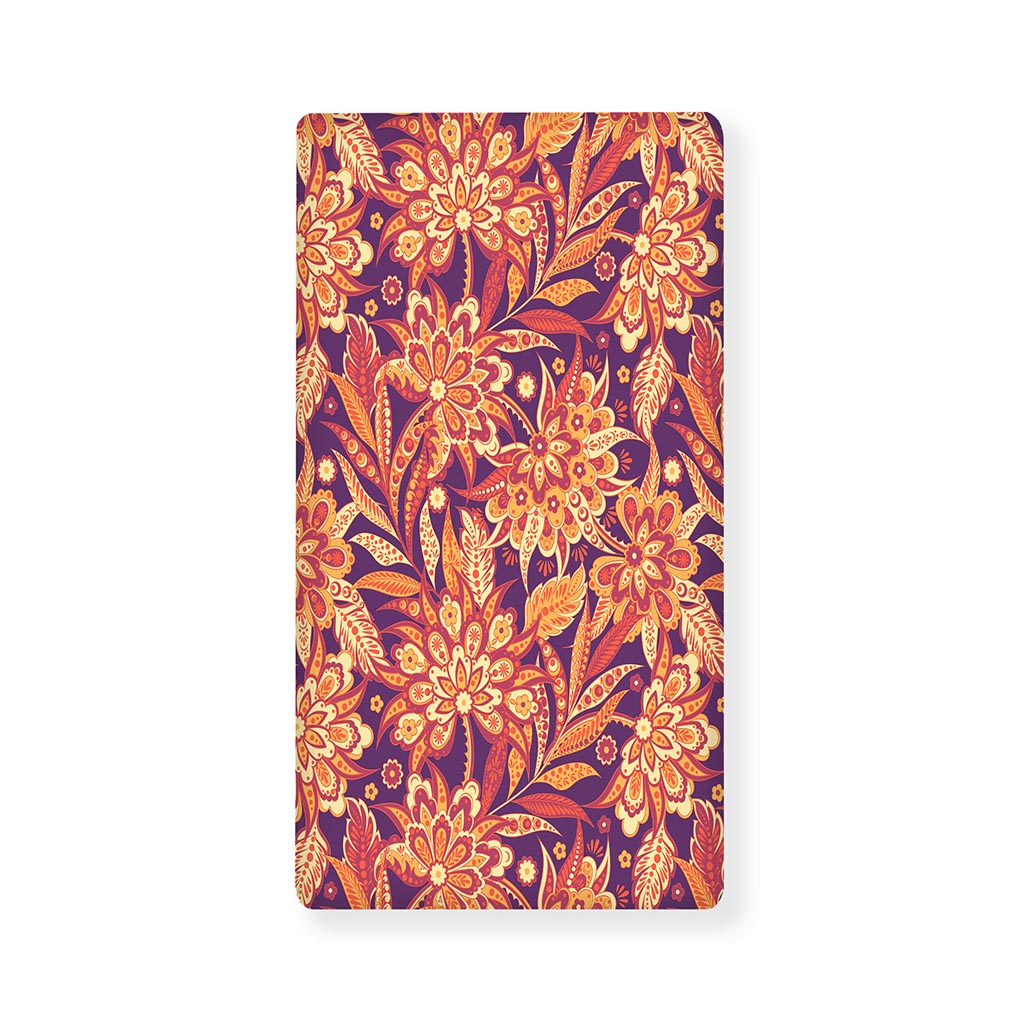 Orange Bohemian Floral Pattern Print Baby Crib Sheet