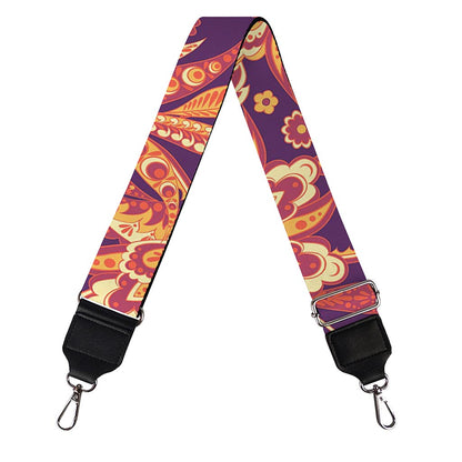 Orange Bohemian Floral Pattern Print Bag Strap