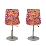 Orange Bohemian Floral Pattern Print Bar Stool Covers