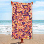 Orange Bohemian Floral Pattern Print Beach Towel