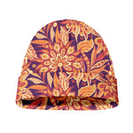 Orange Bohemian Floral Pattern Print Beanie