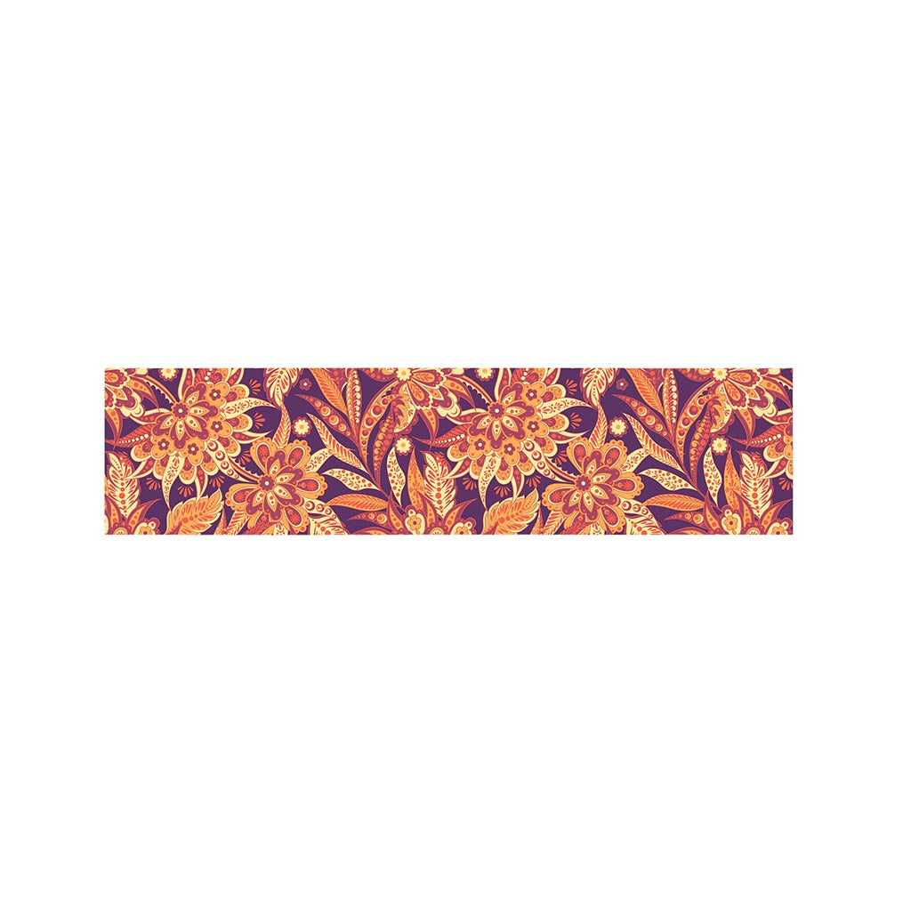 Orange Bohemian Floral Pattern Print Bed Runner