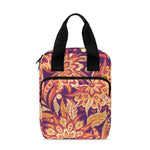 Orange Bohemian Floral Pattern Print Bible Tote Bag