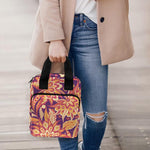 Orange Bohemian Floral Pattern Print Bible Tote Bag
