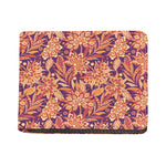 Orange Bohemian Floral Pattern Print Bifold Wallet