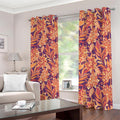 Orange Bohemian Floral Pattern Print Dimout Grommet Curtains