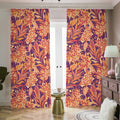 Orange Bohemian Floral Pattern Print Dimout Pencil Pleat Curtains