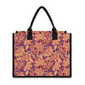 Orange Bohemian Floral Pattern Print Canvas Tote Bag