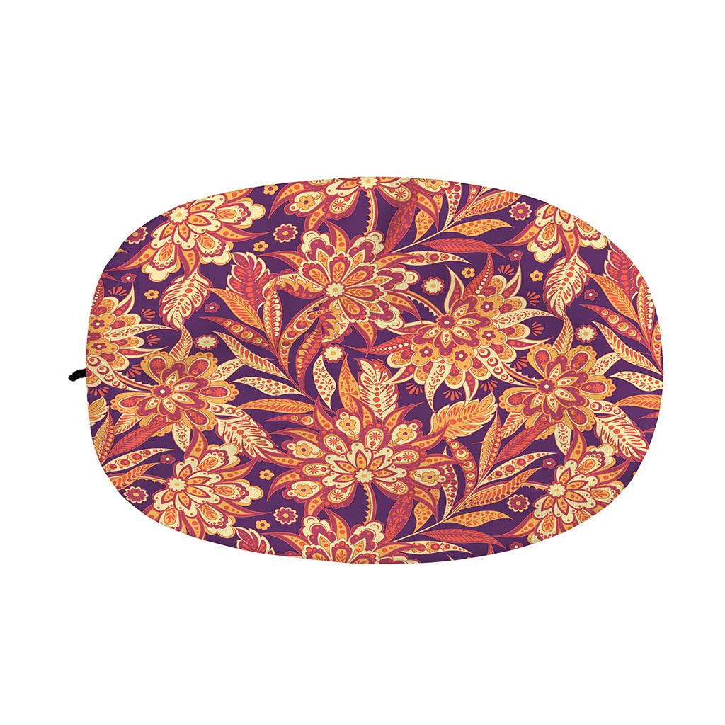 Orange Bohemian Floral Pattern Print Car Side Mirror Covers