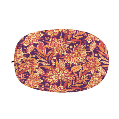Orange Bohemian Floral Pattern Print Car Side Mirror Covers