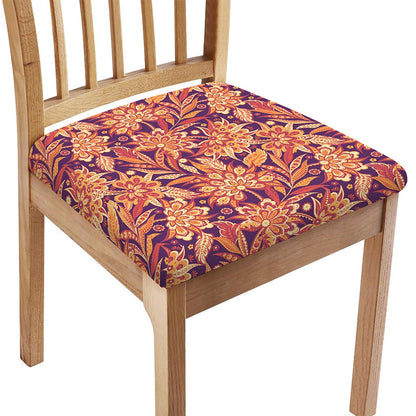 Orange Bohemian Floral Pattern Print Chair Cushion Cover