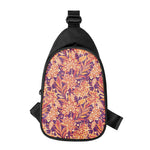 Orange Bohemian Floral Pattern Print Chest Bag