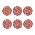 Orange Bohemian Floral Pattern Print Coaster Set