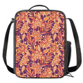 Orange Bohemian Floral Pattern Print Crossbody Lunch Bag