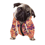 Orange Bohemian Floral Pattern Print Dog Zip Up Hoodie