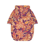 Orange Bohemian Floral Pattern Print Dog Zip Up Hoodie