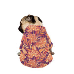 Orange Bohemian Floral Pattern Print Dog Zip Up Jacket