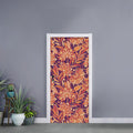 Orange Bohemian Floral Pattern Print Door Sticker