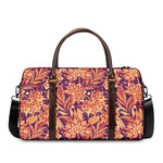 Orange Bohemian Floral Pattern Print Duffle Bag