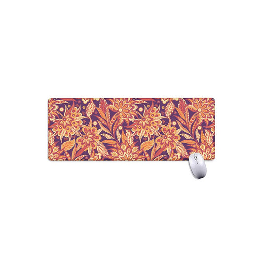 Orange Bohemian Floral Pattern Print Extended Mouse Pad