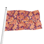 Orange Bohemian Floral Pattern Print Flag
