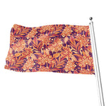 Orange Bohemian Floral Pattern Print Flag