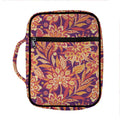 Orange Bohemian Floral Pattern Print Front Pocket Bible Bag
