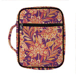 Orange Bohemian Floral Pattern Print Front Pocket Bible Bag
