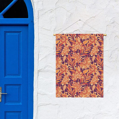 Orange Bohemian Floral Pattern Print Garden Flag