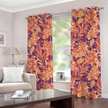 Orange Bohemian Floral Pattern Print Grommet Curtains