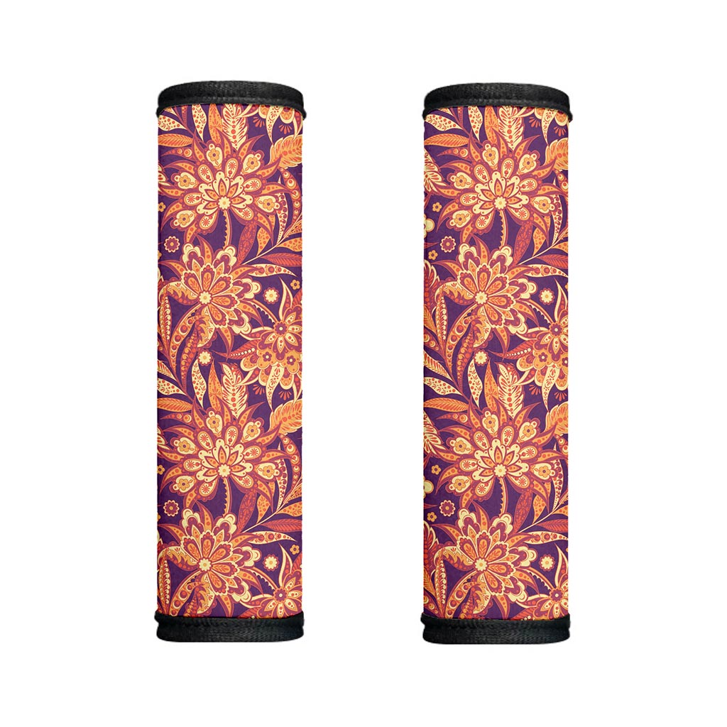 Orange Bohemian Floral Pattern Print Handle Covers