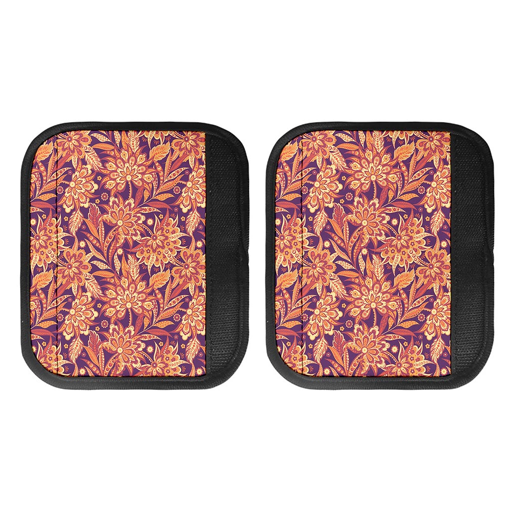 Orange Bohemian Floral Pattern Print Handle Covers