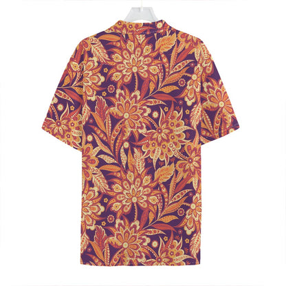 Orange Bohemian Floral Pattern Print Hawaiian Shirt