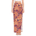 Orange Bohemian Floral Pattern Print High Slit Maxi Skirt