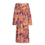 Orange Bohemian Floral Pattern Print Hooded Bathrobe