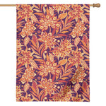 Orange Bohemian Floral Pattern Print House Flag