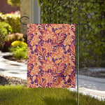 Orange Bohemian Floral Pattern Print House Flag