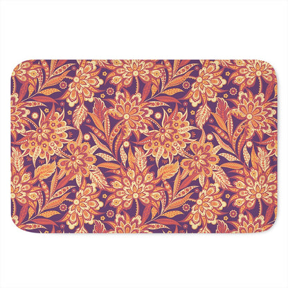 Orange Bohemian Floral Pattern Print Indoor Door Mat