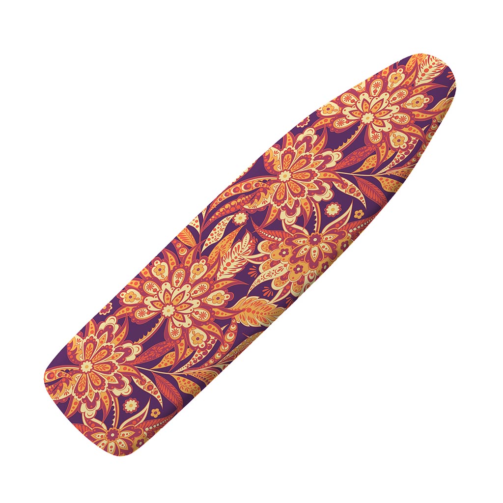 Orange Bohemian Floral Pattern Print Ironing Board Cover