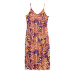 Orange Bohemian Floral Pattern Print Jersey Midi Cami Dress