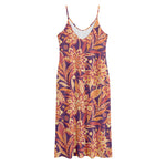 Orange Bohemian Floral Pattern Print Jersey Midi Cami Dress