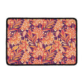 Orange Bohemian Floral Pattern Print Kitchen Mat