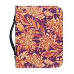 Orange Bohemian Floral Pattern Print Leather Bible Cover