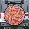 Orange Bohemian Floral Pattern Print Leather Spare Tire Cover